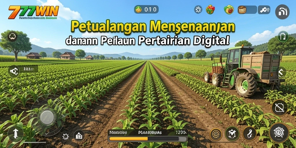 Tampilan gameplay menarik dari 777WIN dengan aktivitas bertani dan panen.