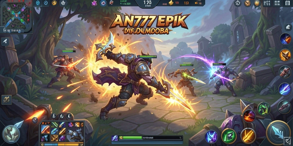 Gameplay seru AN777 dalam pertarungan MOBA yang intens.