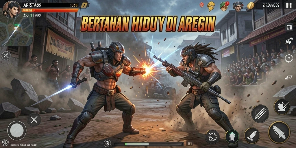 Tampilan menarik dari gameplay Battle Royale ARISTA88 yang mendebarkan.