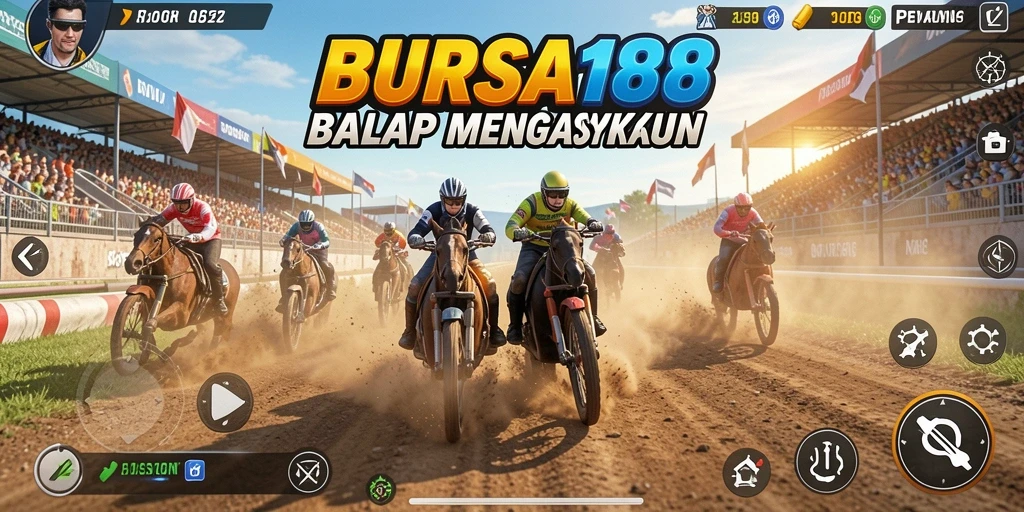 Screenshot permainan BURSA188 menampilkan balapan yang seru dan intens.