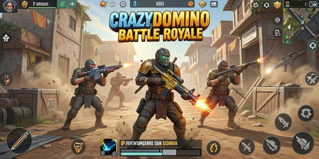 Tampilan gameplay seru di CRAZYDOMINO saat bertarung di arena.