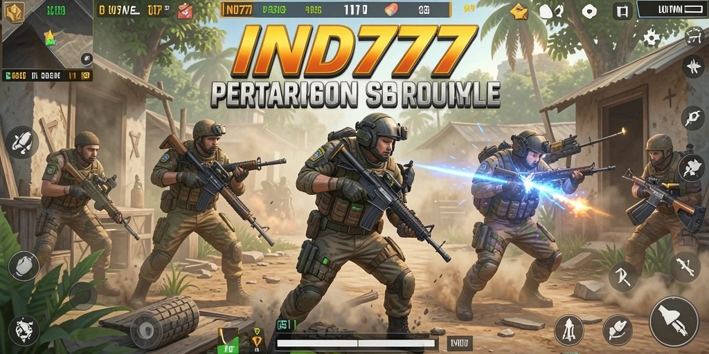 Tangkapan layar utama IND777 menampilkan aksi seru Battle Royale.