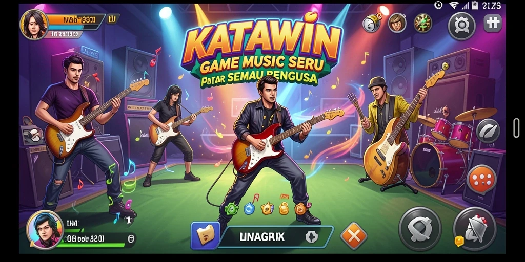 Screenshot KATAWIN menampilkan gameplay menarik dengan lagu-lagu favorit.