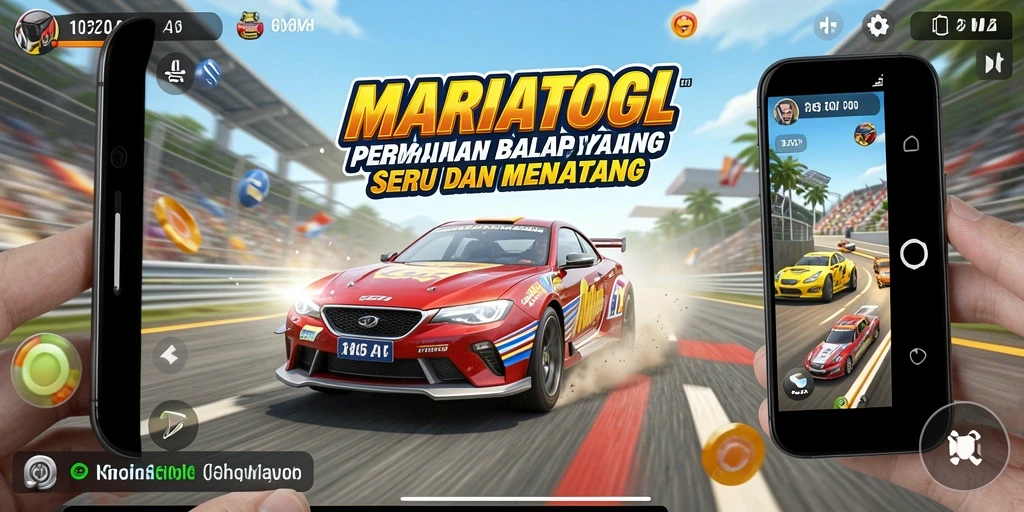 Tangkapan layar utama MARIATOGL menampilkan aksi balap yang mendebarkan.