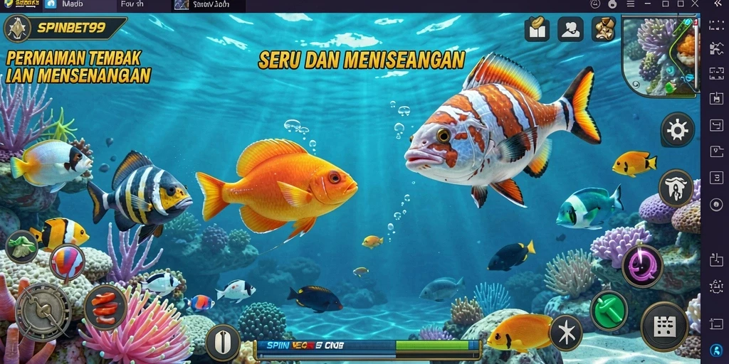 Tangkapan layar SPINBET99 menunjukkan aksi seru berburu ikan.
