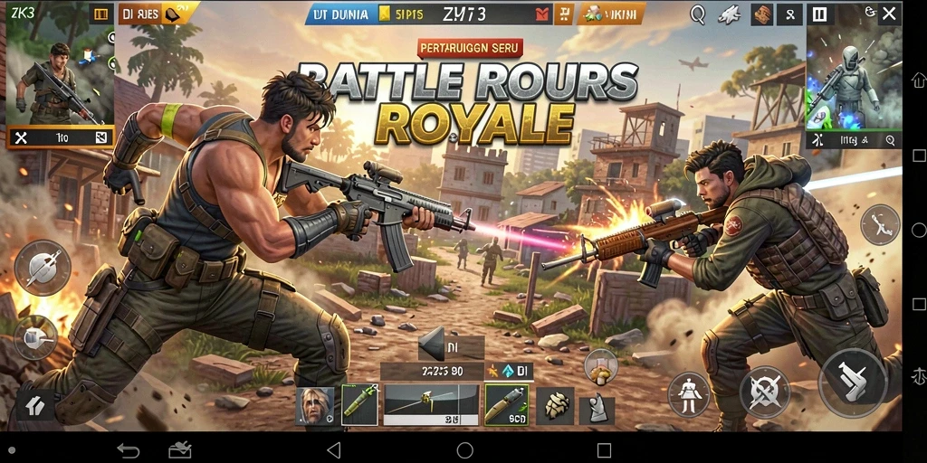 Screenshot yang menampilkan aksi seru dalam permainan Battle Royale ZK3.